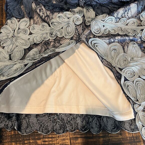 BHLDN JS Collection SANTIAGO Dress Navy/Cloud 2 Anthropologie Midi Coctail - Picture 12 of 12